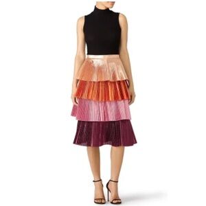 DELFI Collective
Pink Lauren Skirt in size XS layer multicolor metallic skirt.